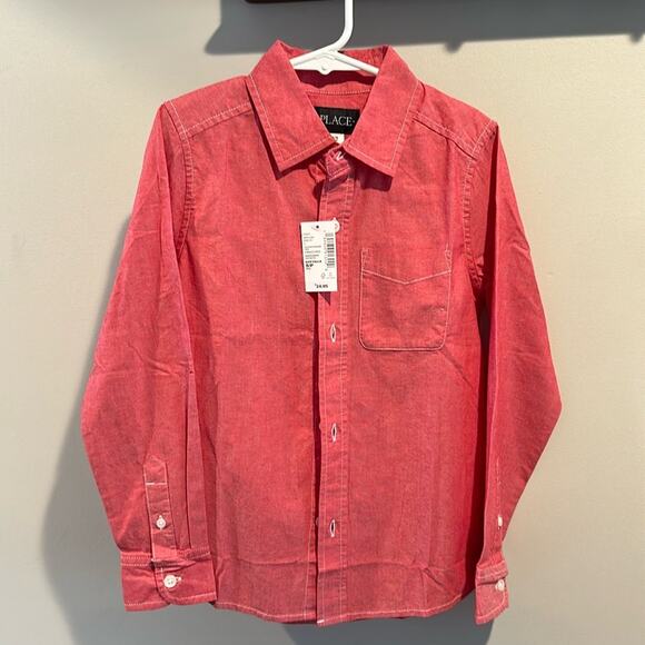 The Children's Place Other - The Children’s Place Boy’s Small Red Poplin Button Down Shirt